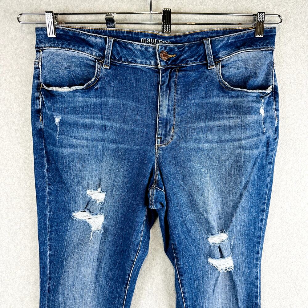 Maurices Womans 20W Reg Plus Skinny Jeans Blue Stretch Pockets Denim High Rise - Picture 2 of 8